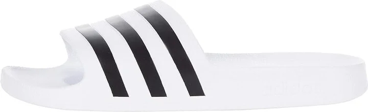 adidas Adilette Aqua Slides Athletic Shoes White/Black/White : Men's 7 - Women's 8 Medium, Synthetic - Image 6