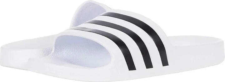 adidas Adilette Aqua Slides Athletic Shoes White/Black/White : Men's 7 - Women's 8 Medium, Synthetic