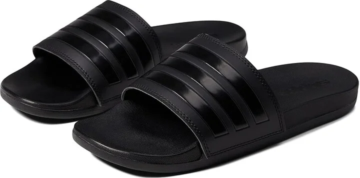 adidas Adilette Comfort Athletic Shoes Black/Black/Black 1 : Men's 11 - Women's 12 Medium, Synthetic
