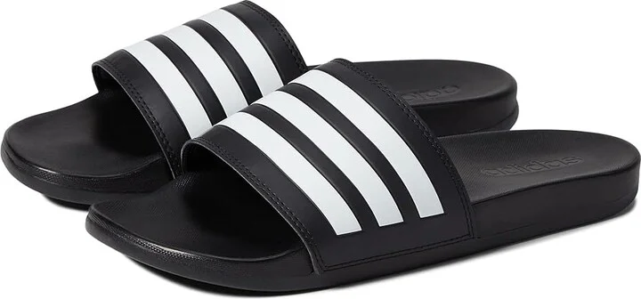 adidas Adilette Comfort Athletic Shoes Black/White/Black 3 : Men's 12 - Women's 13 Medium, Synthetic