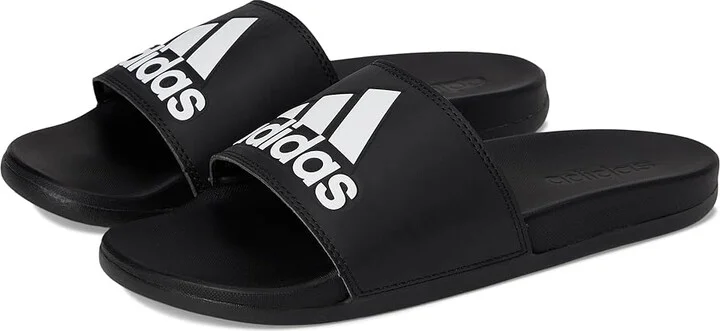 adidas Adilette Comfort Shoes Black/White/Black : Men's 11 - Women's 12 Medium, Synthetic
