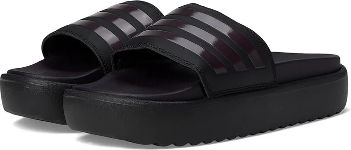 adidas Adilette Platform Slides Women's Sandals Black/Aurora Metallic/Aurora Black : 10 B - Medium