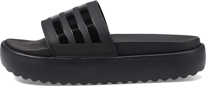 adidas Adilette Platform Slides Women's Sandals Black/Black/Black : 8 B - Medium, Synthetic - Image 5