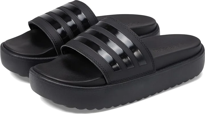 adidas Adilette Platform Slides Women's Sandals Black/Black/Black : 8 B - Medium, Synthetic