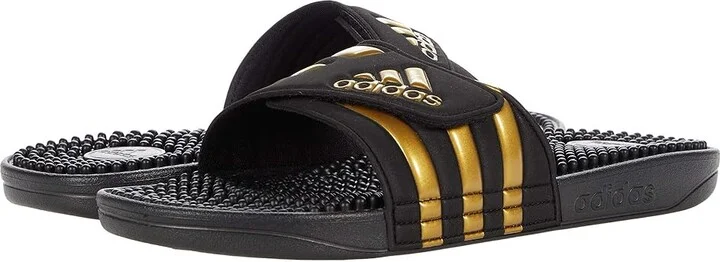 adidas adissage Shoes Core Black/Gold Metallic/Core Black : Men's 11 - Women's 12 Medium, Synthetic