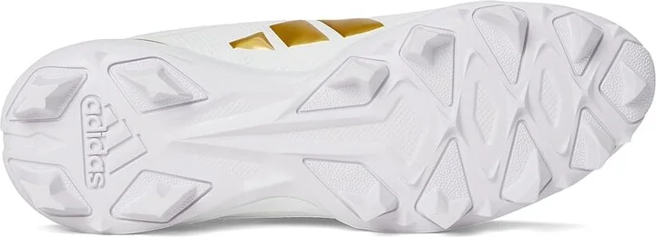 adidas Adizero Impact.2 Molded Rubber Football Cleats Men's Cleated Shoes White/Gold Metallic/White : 8.5 D - Medium, Synthetic - Image 3