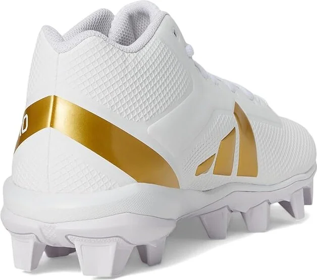 adidas Adizero Impact.2 Molded Rubber Football Cleats Men's Cleated Shoes White/Gold Metallic/White : 8.5 D - Medium, Synthetic - Image 4