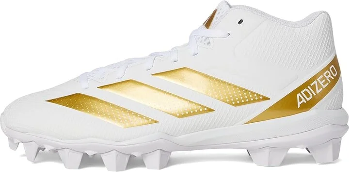 adidas Adizero Impact.2 Molded Rubber Football Cleats Men's Cleated Shoes White/Gold Metallic/White : 8.5 D - Medium, Synthetic - Image 6