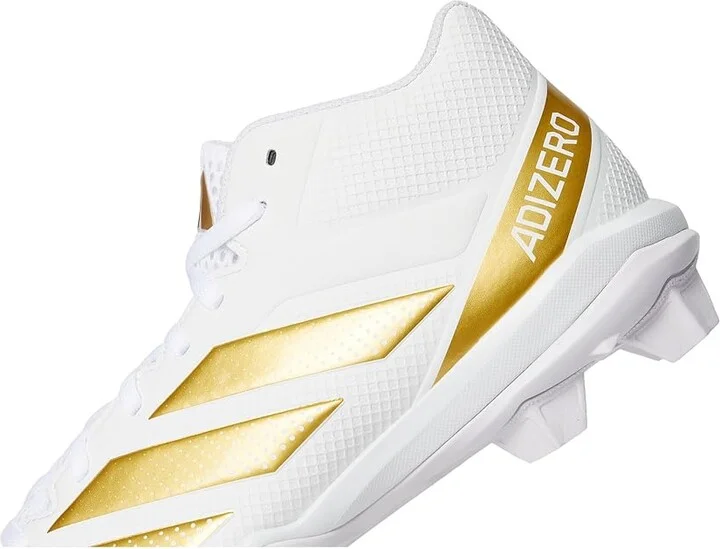 adidas Adizero Impact.2 Molded Rubber Football Cleats Men's Cleated Shoes White/Gold Metallic/White : 8.5 D - Medium, Synthetic - Image 7