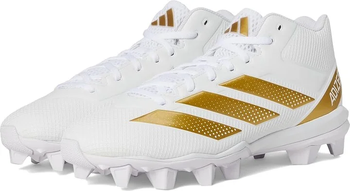 adidas Adizero Impact.2 Molded Rubber Football Cleats Men's Cleated Shoes White/Gold Metallic/White : 8.5 D - Medium, Synthetic