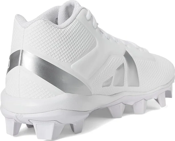 adidas Adizero Impact.2 Molded Rubber Football Cleats Men's Cleated Shoes White/Silver Metallic/White : 16 D - Medium, Synthetic - Image 4