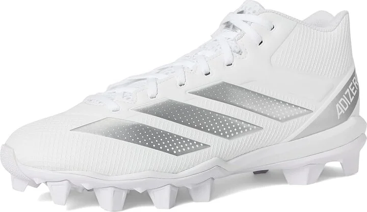 adidas Adizero Impact.2 Molded Rubber Football Cleats Men's Cleated Shoes White/Silver Metallic/White : 16 D - Medium, Synthetic - Image 5