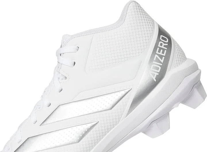 adidas Adizero Impact.2 Molded Rubber Football Cleats Men's Cleated Shoes White/Silver Metallic/White : 16 D - Medium, Synthetic - Image 7