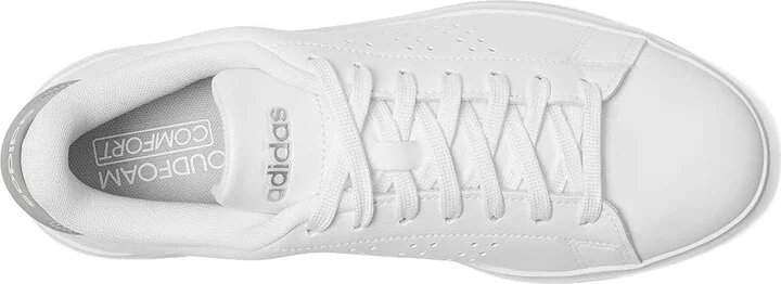 adidas Advantage 2.0 Women's Lace up casual Shoes White/Grey/Silver Metallic : 7.5 B - Medium, Leather - Image 2