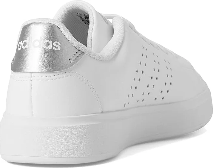 adidas Advantage 2.0 Women's Lace up casual Shoes White/Grey/Silver Metallic : 7.5 B - Medium, Leather - Image 4