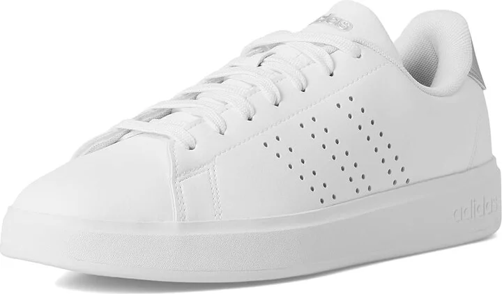 adidas Advantage 2.0 Women's Lace up casual Shoes White/Grey/Silver Metallic : 7.5 B - Medium, Leather - Image 5