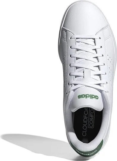 adidas Advantage 2.0 Women's Lace up casual Shoes White/White/Green : 10 B - Medium, Leather - Image 2