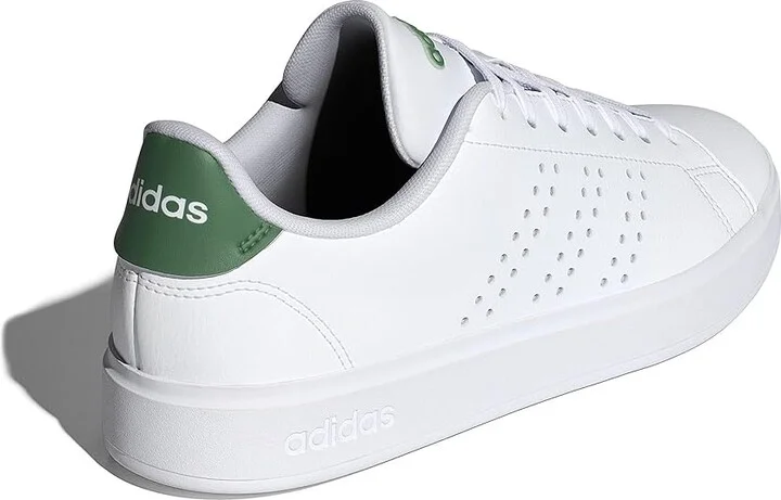 adidas Advantage 2.0 Women's Lace up casual Shoes White/White/Green : 10 B - Medium, Leather - Image 4