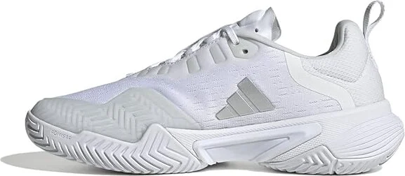 adidas Barricade Tennis Shoes Women's Shoes Footwear White/Silver Metallic/Grey One : 5 B - Medium, Textile/Synthetic - Image 3