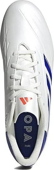 adidas Copa Pure II Club Flexible Ground Soccer Cleats Soccer Men's Shoes White/Lucid Blue/Solar Red : 12 D - Medium, Leather - Image 2