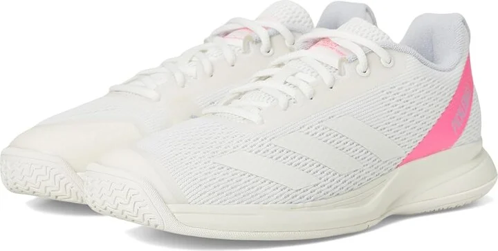 adidas Courtflash Tennis Shoes Women's Shoes White/Silver Metallic/Lucid Pink : 10 B - Medium, Textile/Synthetic