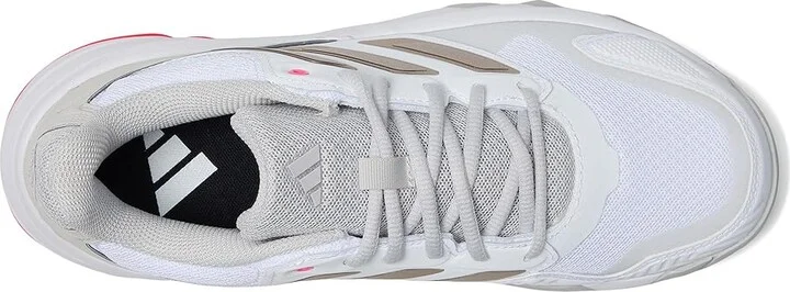 adidas Courtjam Control 3 Tennis Shoe Women's Tennis Shoes White/Iron Metallic/Lucid Red : 10 M, Faux Leather/Textile - Image 2