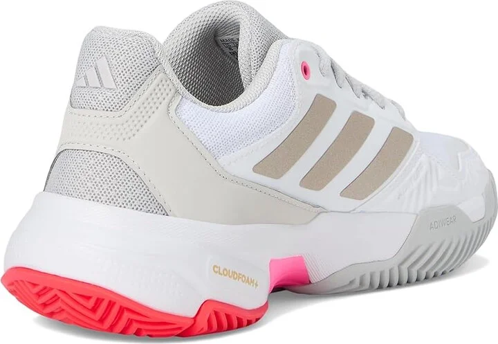 adidas Courtjam Control 3 Tennis Shoe Women's Tennis Shoes White/Iron Metallic/Lucid Red : 10 M, Faux Leather/Textile - Image 4