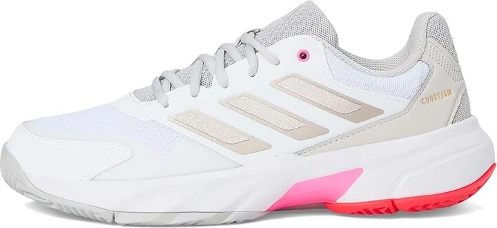 adidas Courtjam Control 3 Tennis Shoe Women's Tennis Shoes White/Iron Metallic/Lucid Red : 10 M, Faux Leather/Textile - Image 6