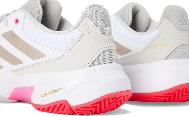 adidas Courtjam Control 3 Tennis Shoe Women's Tennis Shoes White/Iron Metallic/Lucid Red : 10 M, Faux Leather/Textile - Image 7
