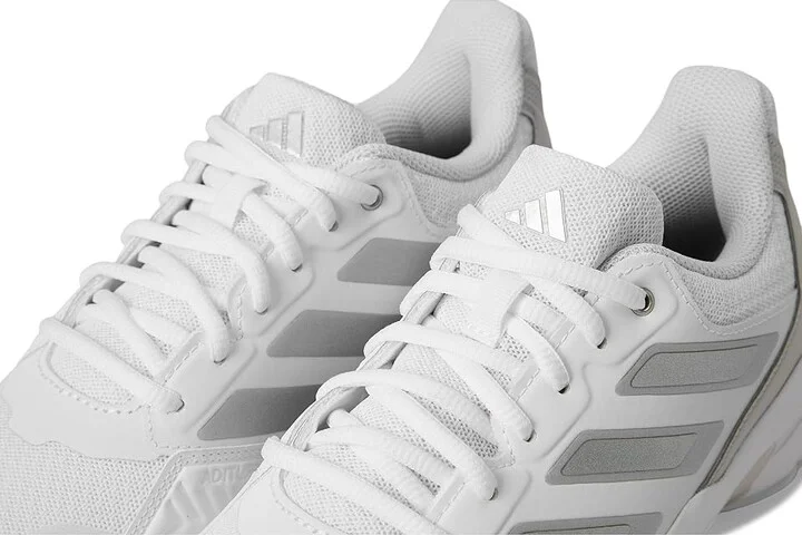 adidas Courtjam Control 3 Tennis Shoe Women's Tennis Shoes White/Silver Metallic/Grey : 6.5 M, Faux Leather/Textile - Image 7
