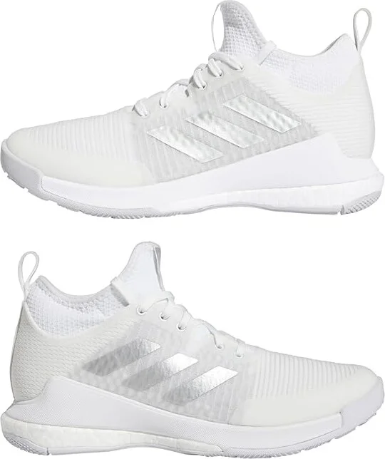 adidas Crazyflight Mid Volleyball Shoes Women's Shoes White/Silver Metallic : 5 B - Medium, Textile - Image 4