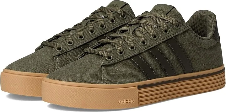 adidas Daily 4.0 Athletic Shoes Olive Strata/Shadow Olive/Gum : Men's 8 - Women's 9 Medium, Textile