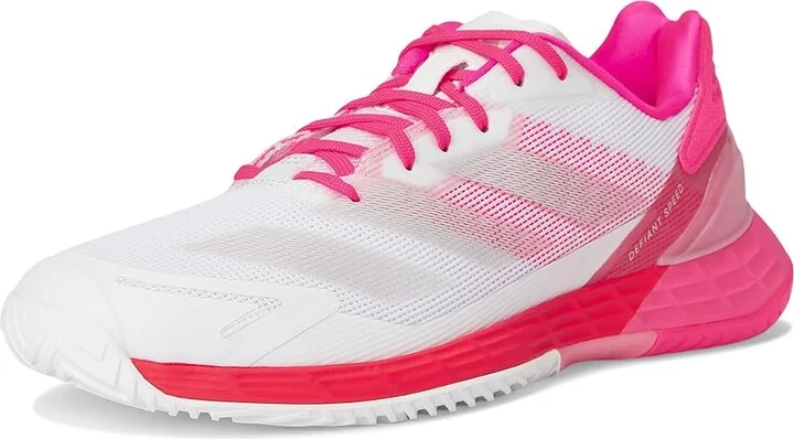 adidas Defiant Speed 2 Tennis Shoes Women's Tennis Shoes White/Champagne Metallic/Lucid Pink : 5.5 B - Medium, Rubber - Image 5