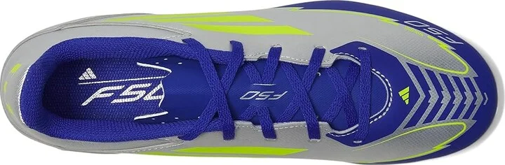 adidas F50 Club Messi Firm Ground/Multi Ground Soccer Cleats Soccer Shoes Silver Metallic/Solar Yellow/Lucid Blue : Men's 12 - Women's 13 Medium - Image 2