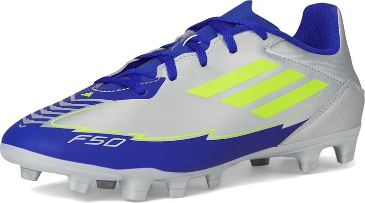 adidas F50 Club Messi Firm Ground/Multi Ground Soccer Cleats Soccer Shoes Silver Metallic/Solar Yellow/Lucid Blue : Men's 12 - Women's 13 Medium - Image 5