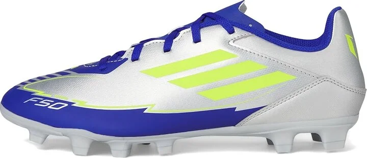 adidas F50 Club Messi Firm Ground/Multi Ground Soccer Cleats Soccer Shoes Silver Metallic/Solar Yellow/Lucid Blue : Men's 12 - Women's 13 Medium - Image 6