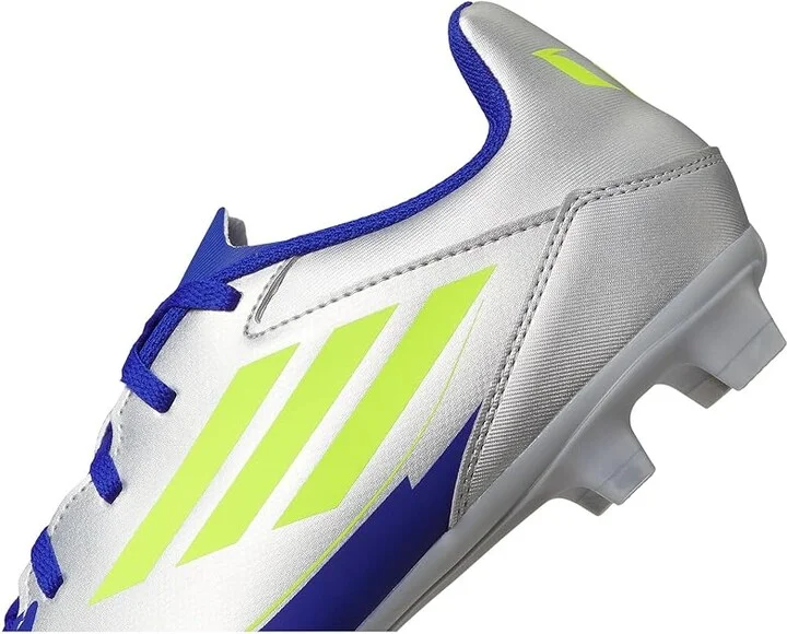 adidas F50 Club Messi Firm Ground/Multi Ground Soccer Cleats Soccer Shoes Silver Metallic/Solar Yellow/Lucid Blue : Men's 12 - Women's 13 Medium - Image 7