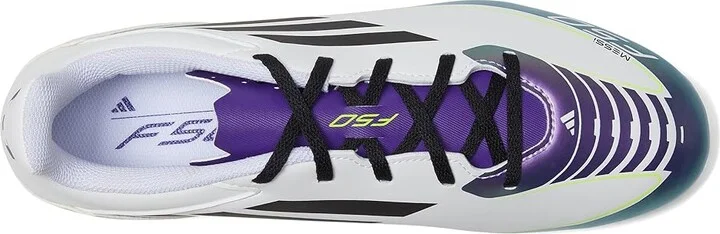 adidas F50 Club Messi Football Boots Flexible Ground Soccer Cleats Men's Soccer Shoes White/Black/Unity Purple : Men's 12 - Women's 13 Medium - Image 2