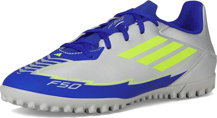 adidas F50 Club Turf Messi Soccer Cleats Soccer Shoes Silver Metallic/Solar Yellow/Lucid Blue : Men's 13 - Women's 14 Medium, Synthetic - Image 5