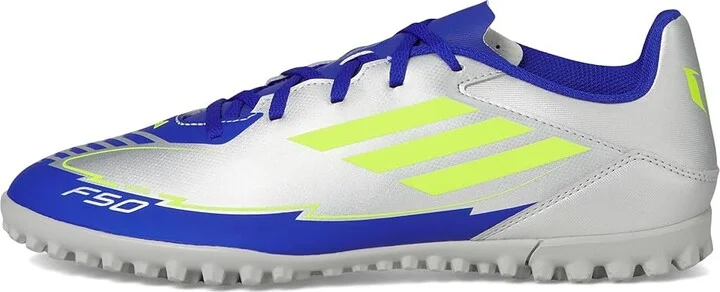 adidas F50 Club Turf Messi Soccer Cleats Soccer Shoes Silver Metallic/Solar Yellow/Lucid Blue : Men's 13 - Women's 14 Medium, Synthetic - Image 6