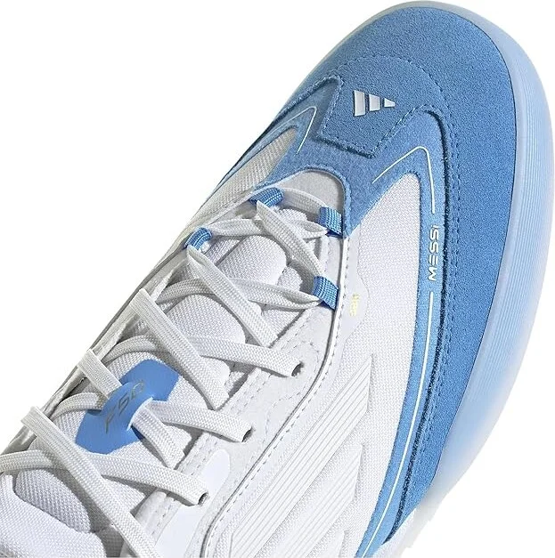 adidas F50 Freestyle 24 Messi Indoor Soccer Cleats Soccer Shoes White/Gold Metallic/Blue Burst : Men's 10 - Women's 11 Medium, Suede - Image 5