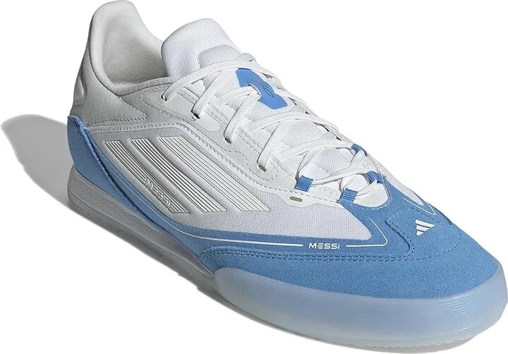 adidas F50 Freestyle 24 Messi Indoor Soccer Cleats Soccer Shoes White/Gold Metallic/Blue Burst : Men's 10 - Women's 11 Medium, Suede
