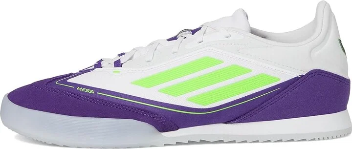 adidas F50 Freestyle 24 Messi Indoor Soccer Cleats Soccer Shoes White/Lucid Lemon/Unity Purple : Men's 11.5 - Women's 12.5 Medium, Suede - Image 6