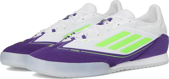 adidas F50 Freestyle 24 Messi Indoor Soccer Cleats Soccer Shoes White/Lucid Lemon/Unity Purple : Men's 11.5 - Women's 12.5 Medium, Suede