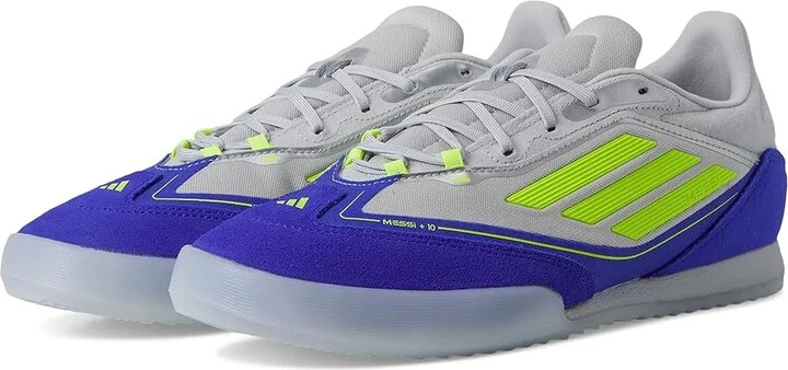 adidas F50 Freestyle Messi Indoor Soccer Cleats Soccer Shoes Silver Metallic/Solar Yellow/Lucid Blue : Men's 13 - Women's 14 Medium, Rubber