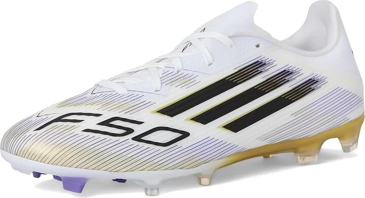 adidas F50 League Firm Ground Soccer Cleats Soccer Shoes White/Black/Gold Metallic : Men's 10.5 - Women's 11.5 Medium, Rubber - Image 5