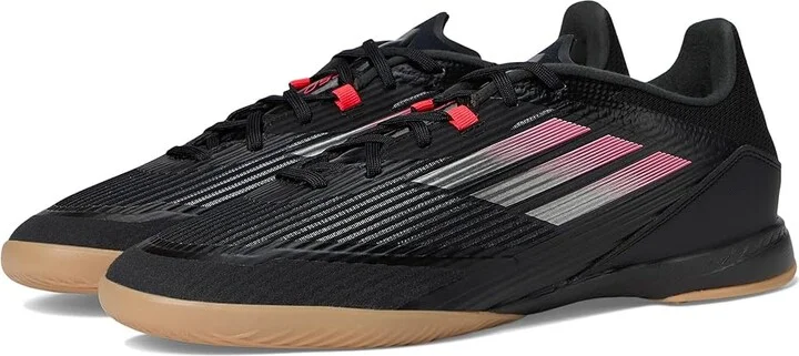 adidas F50 League Indoor Soccer Cleats Soccer Shoes Black/Iron Metallic/Lucid Red : Men's 12.5 - Women's 13.5 Medium, Leather/Suede