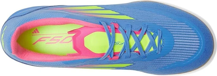 adidas F50 League Indoor Soccer Cleats Soccer Shoes None/Lucid Lemon/Lucid Pink : Men's 11.5 - Women's 12.5 Medium, Leather/Suede - Image 2