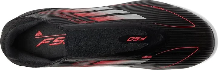 adidas F50 League Laceless Firm Ground/Multi Ground Soccer Cleats Soccer Shoes Black/Iron Metallic/Lucid Red : Men's 12 - Women's 13 Medium - Image 2