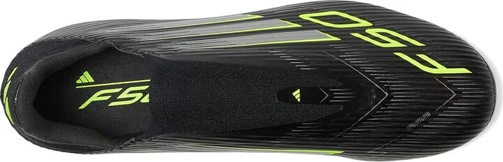 adidas F50 League Laceless Firm Ground Soccer Cleats Soccer Shoes Black/Iron Metallic/Lucid Lemon : Men's 7 - Women's 8 Medium, Rubber - Image 2